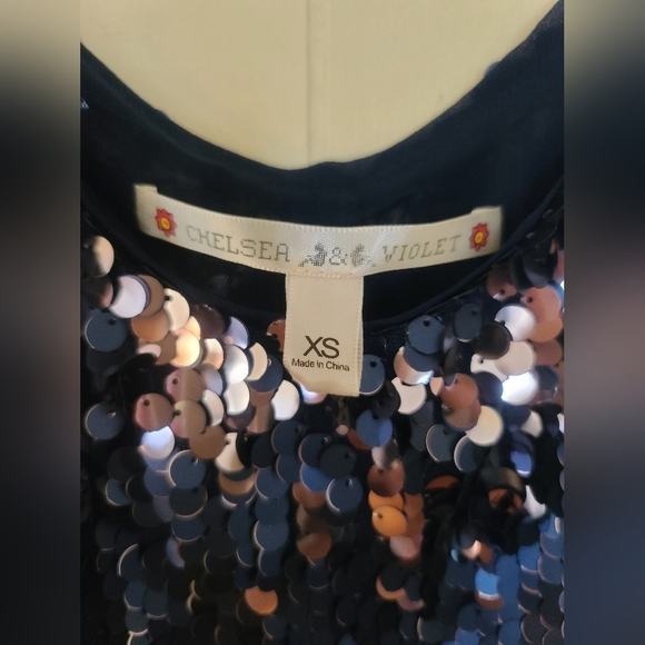 Chelsea & Violet Navy Silver Sequin Tank Top - Picture 3 of 3